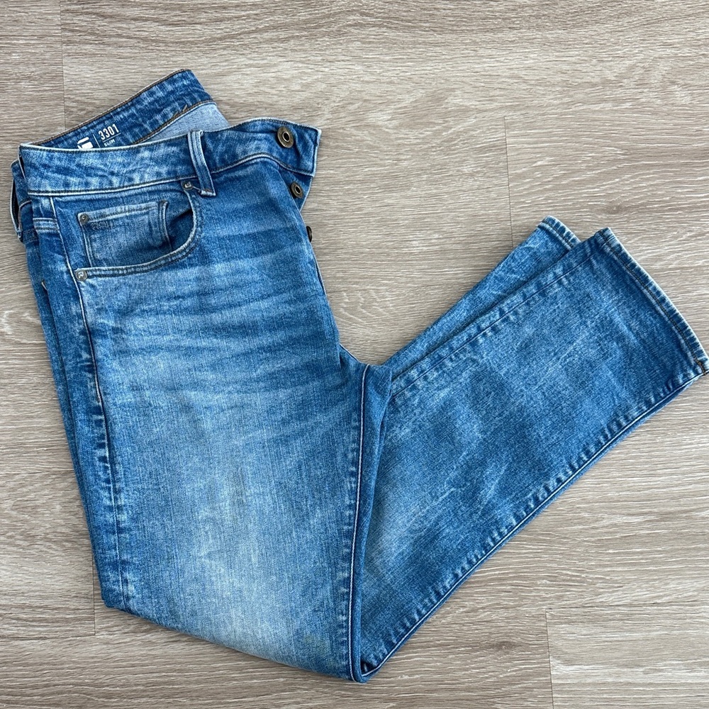 G-Star Slim Blue Washed Denim Jeans